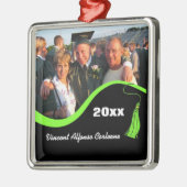 カスタマイズ可能な緑のタッセルの卒業オーナメント メタルオーナメント (左)