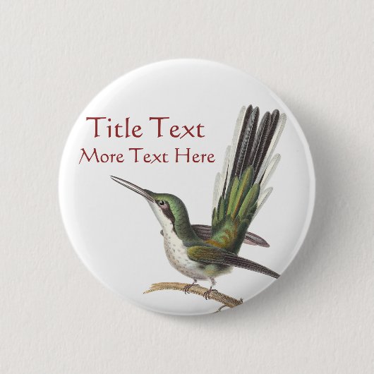 カスタマイズ可能な緑のハチドリPin/ボタン 缶バッジ (正面)
