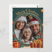 カスタマイズ可能な緑のメリークリスマス ポストカード (正面/裏面)