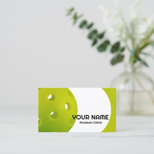 カスタマイズ可能な緑のリアルなピックボール 名刺 (スタンド正面)