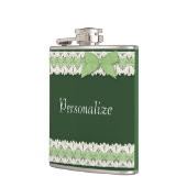 カスタマイズ可能な緑のレースリボンの弓フラスコ フラスク (左)