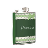 カスタマイズ可能な緑のレースリボンの弓フラスコ フラスク (右)