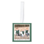 カスタマイズ可能な緑の祖父母のクリスマスフォト キューブオーナメント (正面)