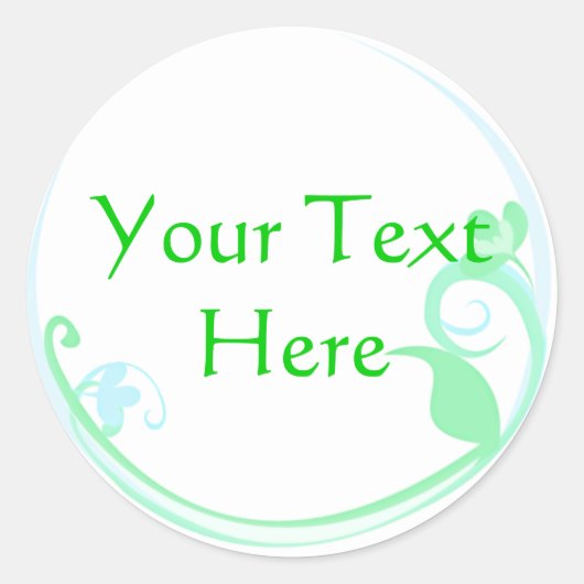 カスタマイズ可能な緑の花のシール ラウンドシール (正面)