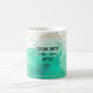 カスタマイズ可能な緑水色抽象芸術モダンuniq コーヒーマグカップ