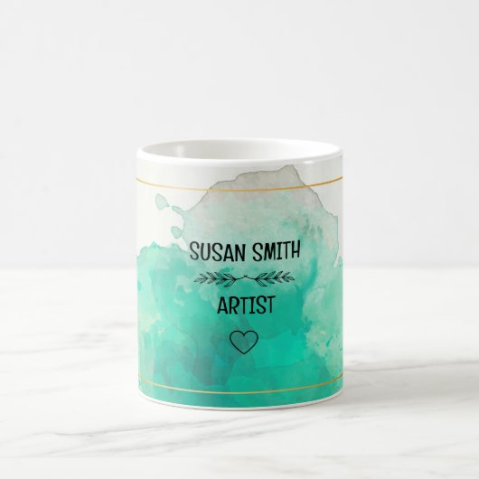 カスタマイズ可能な緑水色抽象芸術モダンuniq コーヒーマグカップ (中央)