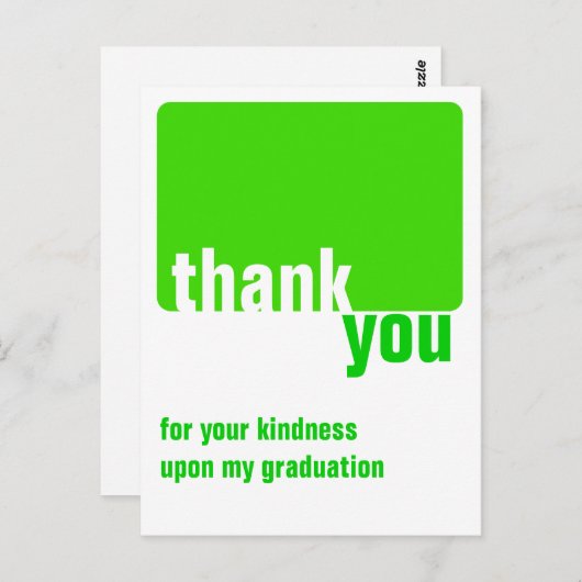 カスタマイズ可能な緑 – ありがとう – 卒業 ポストカード (正面/裏面)