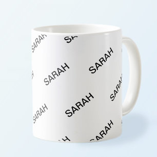 カスタマイズ可能な繰り返しモダン文字白と黒 コーヒーマグカップ
