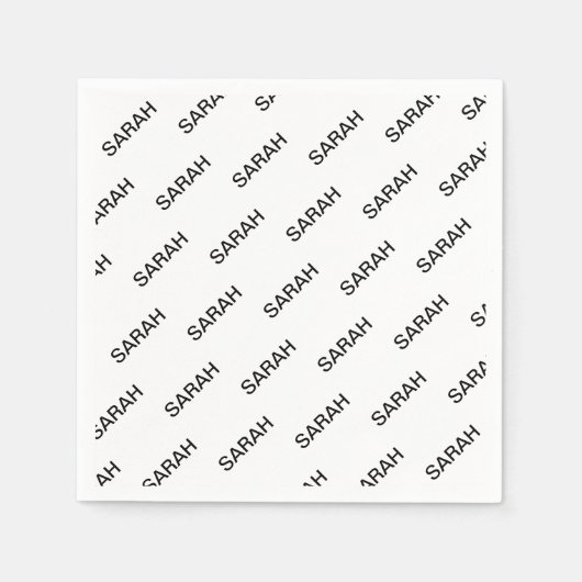 カスタマイズ可能な繰り返しモダン文字白と黒 スタンダードカクテルナプキン (正面)