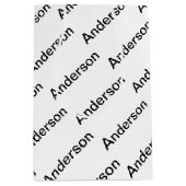 カスタマイズ可能な繰り返しモダン文字白と黒 ミディアムペーパーバッグ (正面)