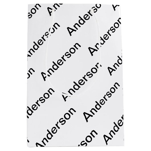 カスタマイズ可能な繰り返しモダン文字白と黒 ミディアムペーパーバッグ (正面)