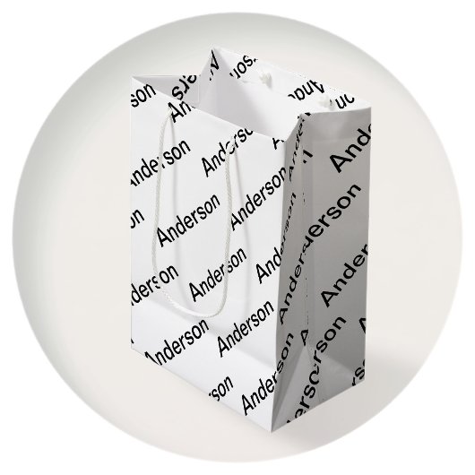 カスタマイズ可能な繰り返しモダン文字白と黒 ミディアムペーパーバッグ