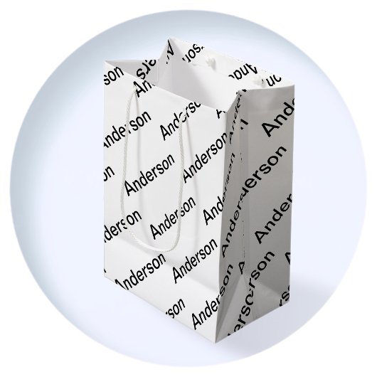 カスタマイズ可能な繰り返しモダン文字白と黒 ミディアムペーパーバッグ