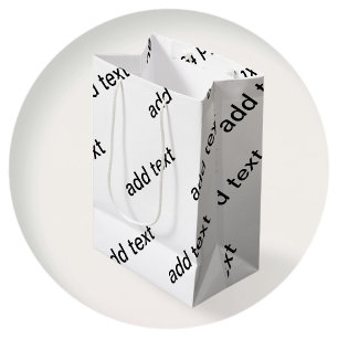 カスタマイズ可能な繰り返しモダン文字白と黒 ミディアムペーパーバッグ