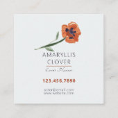 カスタマイズ可能な美しいオレンジ色のケシ スクエア名刺 (裏面)