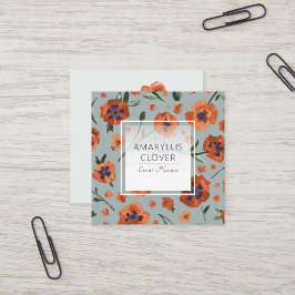 カスタマイズ可能な美しいオレンジ色のケシ スクエア名刺