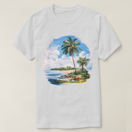 カスタマイズ可能な美しいトロピカルな風景 Tシャツ (デザイン正面)