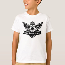 カスタマイズ可能な羽根付きサッカーボールロゴ チーム 子供 Tシャツ