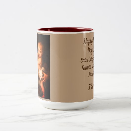 カスタマイズ可能な聖ヨセフの父の日 ツートーンマグカップ (中央)