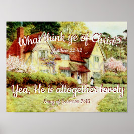 カスタマイズ可能な聖書のメッセージを持つヴィンテージコテージ ポスター