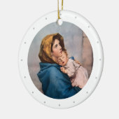 カスタマイズ可能な聖母マリアのクリスマス セラミックオーナメント (左)