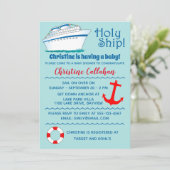 カスタマイズ可能な聖船ベビーシャワー招待状 招待状 (スタンド正面)