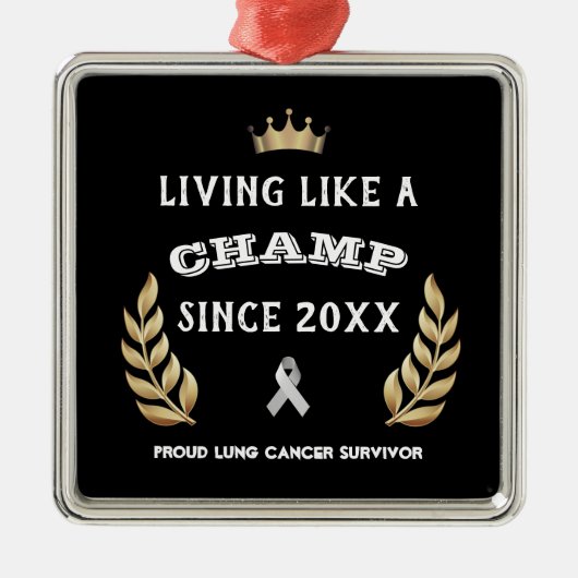 カスタマイズ可能な肺がんを克服したローレ葉ル メタルオーナメント (正面)