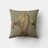 カスタマイズ可能な背景との金ゴールド"(紋章の)フラ・ダ・リ" クッション (裏面)