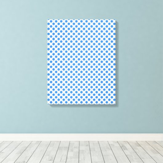 カスタマイズ可能な背景を持つ青い水玉模様 キャンバスプリント (インサイチュ (ウッドフロア))