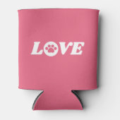 カスタマイズ可能な背景色を使用したPaw Print Love 缶クーラー (正面)