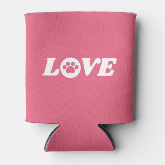 カスタマイズ可能な背景色を使用したPaw Print Love 缶クーラー (正面)