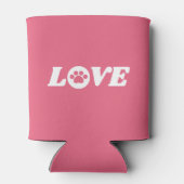 カスタマイズ可能な背景色を使用したPaw Print Love 缶クーラー (裏面)