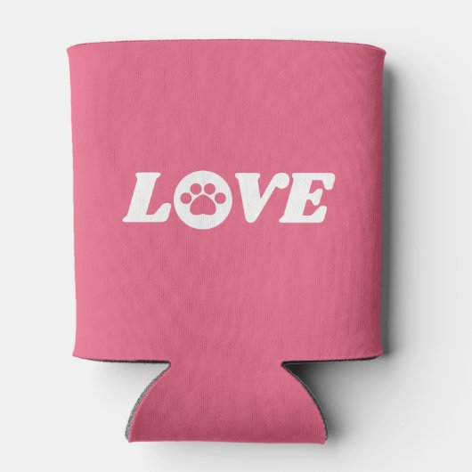 カスタマイズ可能な背景色を使用したPaw Print Love 缶クーラー (裏面)