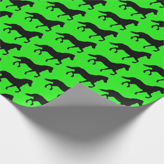 カスタマイズ可能な背景色を移動する馬 ラッピングペーパー (角)