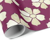 カスタマイズ可能な背景色アイボリー布の花 ラッピングペーパー (ロールコーナー)