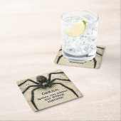 カスタマイズ可能な背骨をチクチクするスパイダーハロウィーンBash スクエアペーパーコースター (インサイチュ)