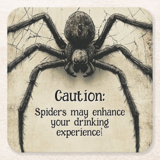 カスタマイズ可能な背骨をチクチクするスパイダーハロウィーンBash スクエアペーパーコースター (正面)