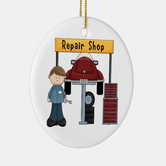 カスタマイズ可能な自動修復ショップTeeとギフト セラミックオーナメント (右)