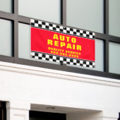 カスタマイズ可能な自動車修理工場チェックフラグ 横断幕 (ビルの外側)