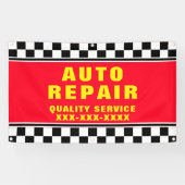 カスタマイズ可能な自動車修理工場チェックフラグ 横断幕 (横)