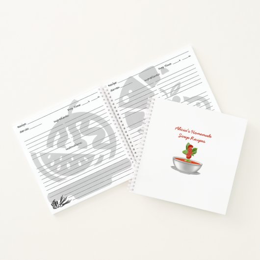 カスタマイズ可能な自家製スープレシピ本 ノートブック (内部)