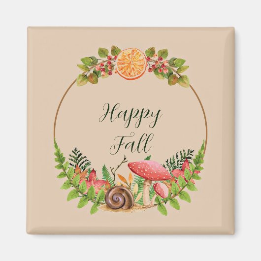 カスタマイズ可能な自然を備えた秋の文字 マグネット (正面)