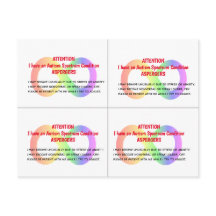 カスタマイズ可能な自閉症警告カードx 4/カード