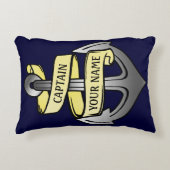 カスタマイズ可能な船キャプテンあなたの名前いかり アクセントクッション (正面)