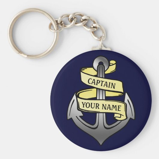 カスタマイズ可能な船キャプテンあなたの名前いかり キーホルダー (正面)