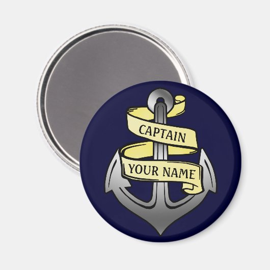 カスタマイズ可能な船キャプテンあなたの名前いかり マグネット (正面/裏面)