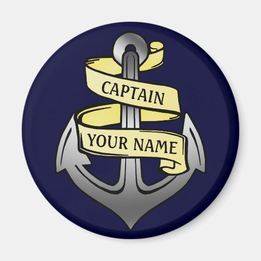 カスタマイズ可能な船キャプテンあなたの名前いかり マグネット (正面)