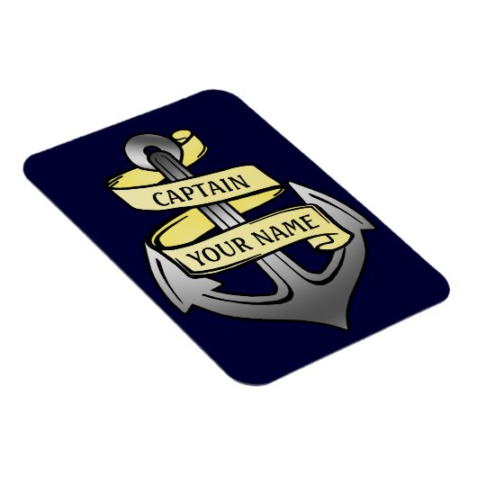 カスタマイズ可能な船キャプテンあなたの名前いかり マグネット (右側)