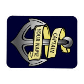 カスタマイズ可能な船キャプテンあなたの名前いかり マグネット (横)