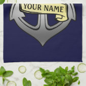 カスタマイズ可能な船長あなたの一流のいかり キッチンタオル (折り畳み)